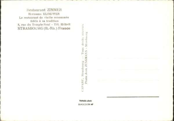 Strasbourg Alsace Strasbourg Restaurant Zimmer Hermann Kl – Bild 2
