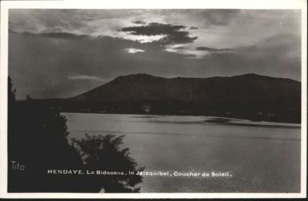 Hendaye Pyrenees Atlantiques Bidassoa Jaizquibel Coucher Soleil