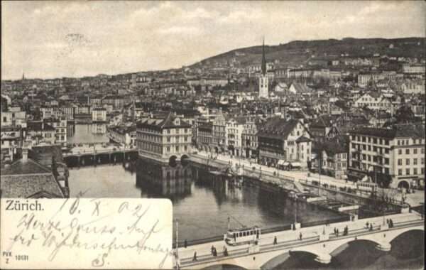 Zuerich rücke Strassenbahn Kirche  x