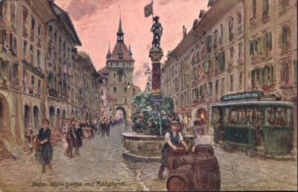 Bern BE Bern Marktgasse Käfigturm Brunnen Stras
