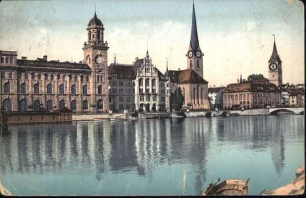 Zuerich eters Kirche Fraumünster Stadthaus Post