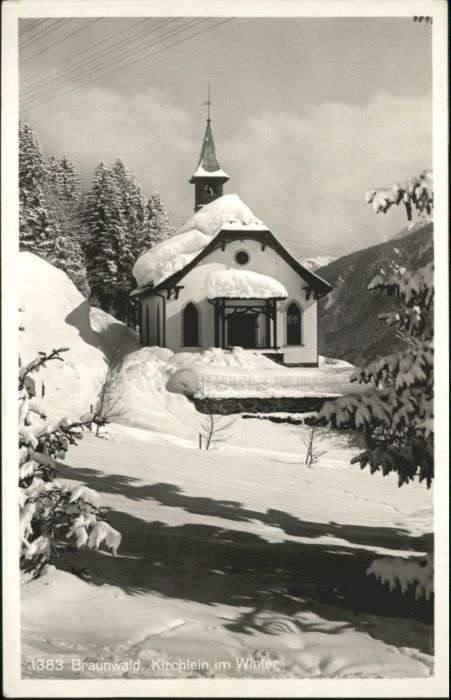 Braunwald GL Braunwald Kirche Winter