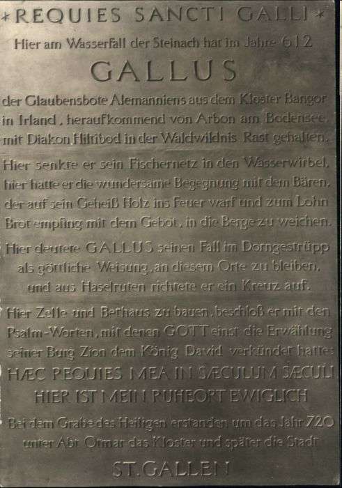 St Gallen SG St Gallen Gallus Gedenktafel