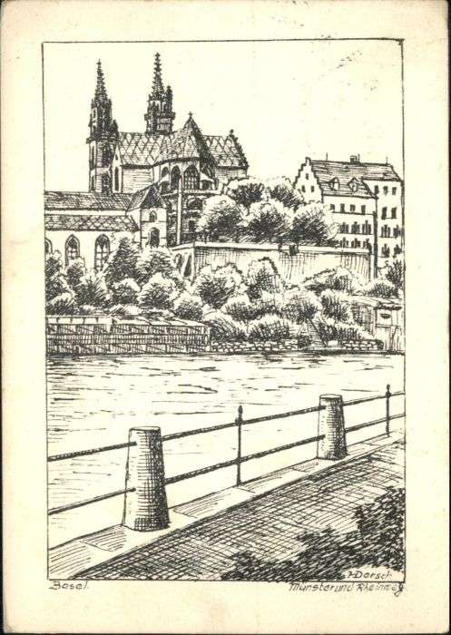 Basel BS Basel Münster Rheinweg Künstler Dorsch