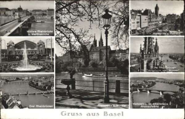 Basel BS Basel Mittler Rheinbrücke Martins Kirch