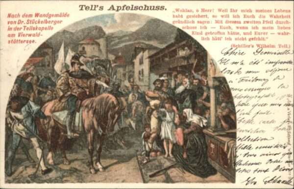 Zuerich Stempelabschlag] Tells Apfelschuss Pfer