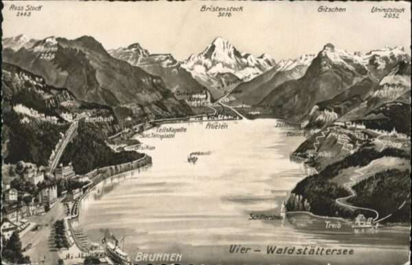 Brunnen SZ Vierwaldstättersee Schiff Bahn