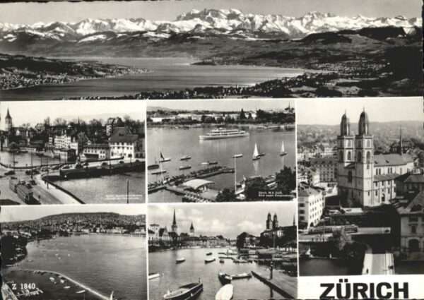 Zuerich irche Schiff Strassenbahn