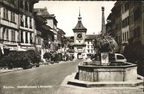 Murten Morat Murten Hotel Krone Obeliskbrunnen