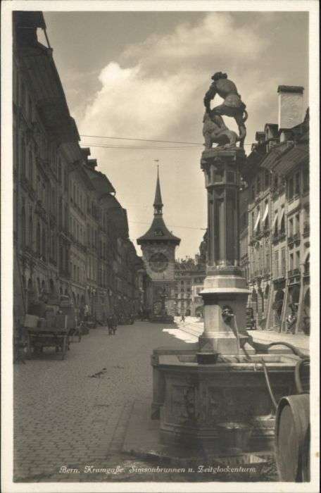 Bern BE Bern Kramgasse Simsonbrunnen Zeitglocke