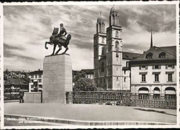 Zuerich ans Waldmann Denkmal Grossmünster *