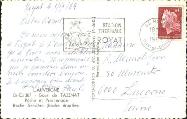 Royat Puy de Dome Royat Schiff See [Stempelabschlag] – Bild 2