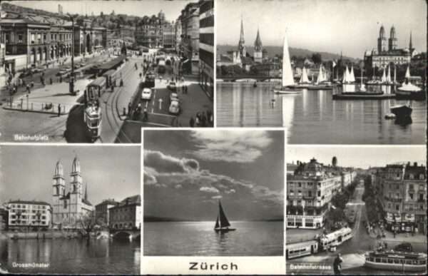 Zuerich ahnhofplatz Grossmünster Tram Schiff x
