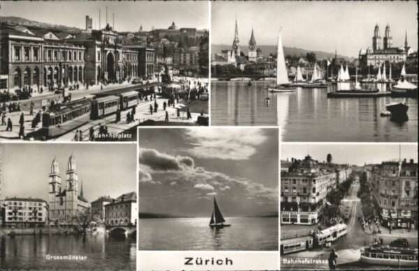 Zuerich ahnhofsplatz Grossmünster Bahnhofstrass
