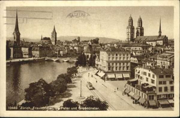 Zuerich rauenmünster St Peter Grossmünster Tram