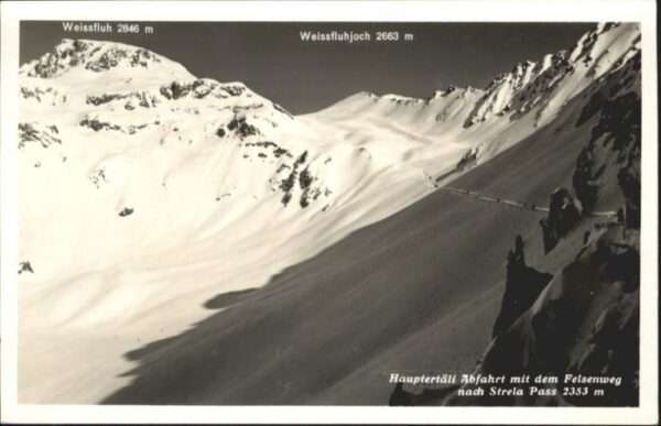 Strelapass Abfahrt Felsenweg Weissfluhjoch Weissfl