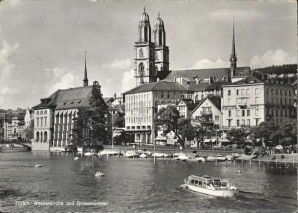 Zuerich asser Kirche Grossmünster Boot x