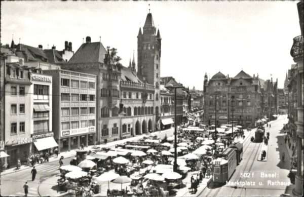 Basel BS Basel Marktplatz Rathaus Strassenbahn