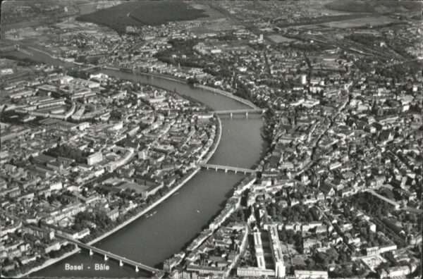 Basel BS Basel Fliegeraufnahme Rheinbrücken