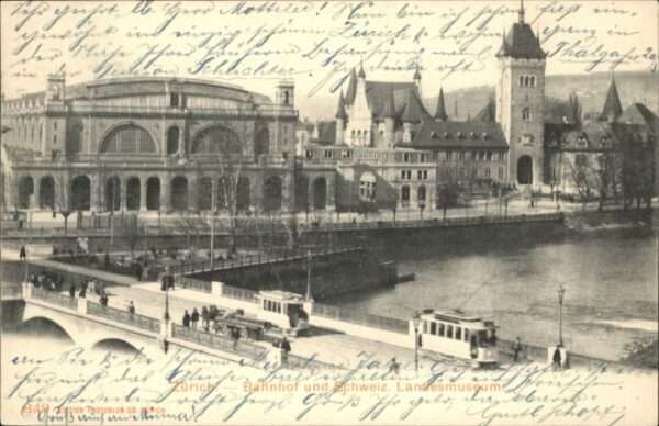 Zuerich ahnhof Landesmuseum Strassenbahn