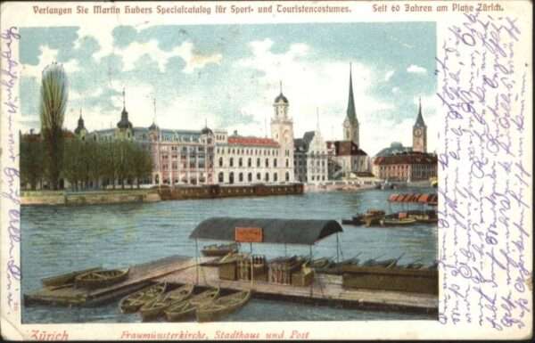 Zuerich rauenmünster Kirche Stadthaus Post Boot