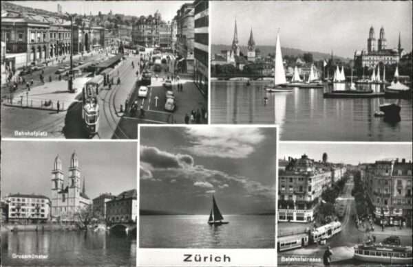 Zuerich ahnhofsplatz Grossmünster Bahnhofstrass