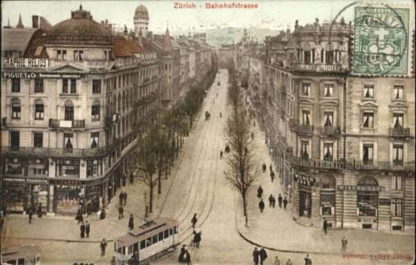Zuerich ahnhofstrasse Strassenbahn