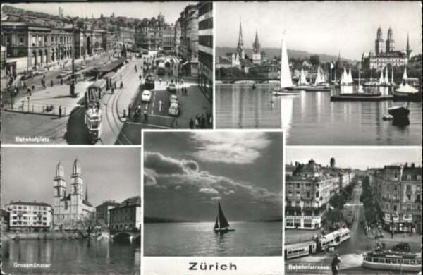 Zuerich ahnhofplatz Bahnhofstrasse Grossmünster