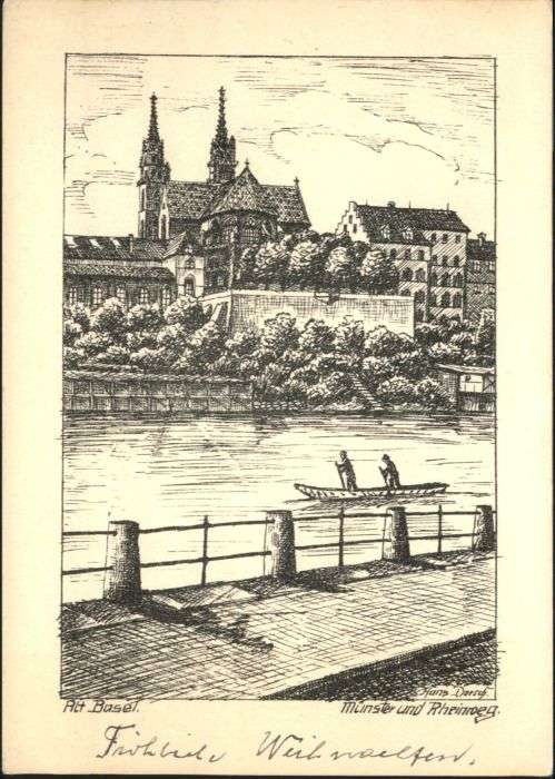 Basel BS Basel Münster Rheinweg Künstler Hans Do