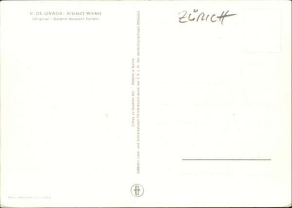 Zuerich ltstadt Winkel Künstler R De Grada * – Bild 2