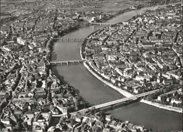 Basel BS Basel Fliegeraufnahme vier Rheinbrücken