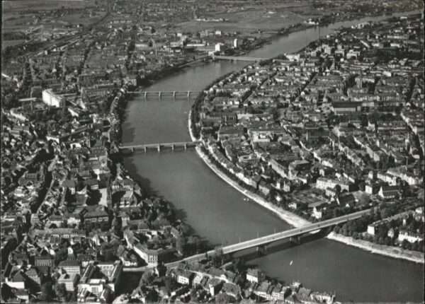 Basel BS Basel Fliegeraufnahme vier Rheinbrücken
