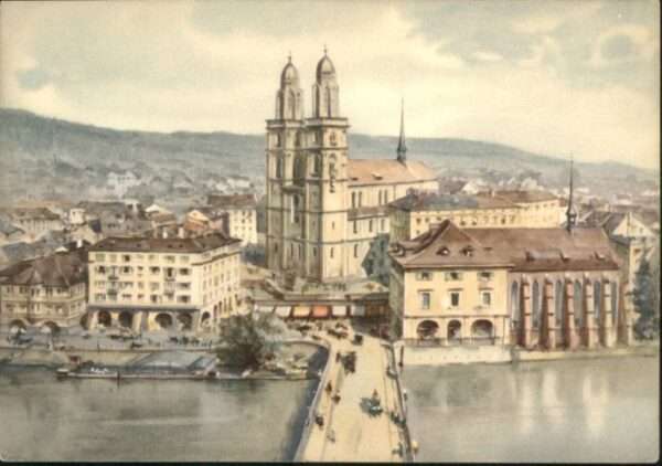 Zuerich rossmünster Helmhaus Brücke *