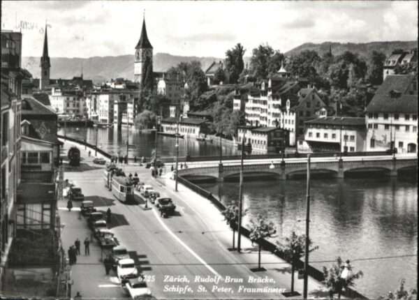 Zuerich udolf Brun Brücke Schipfe St Peter Frau