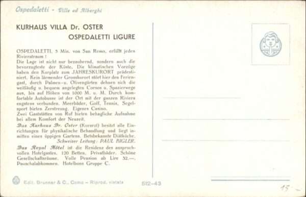 Ospedaletti Kurhaus Villa Dr Oster – Bild 2