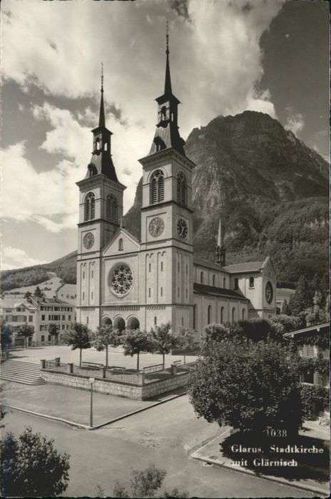 Glarus GL Glarus Stadt Kirche Glärnisch
