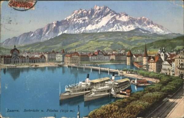 Luzern LU Luzern Seebrücke Pilatus Schiffe