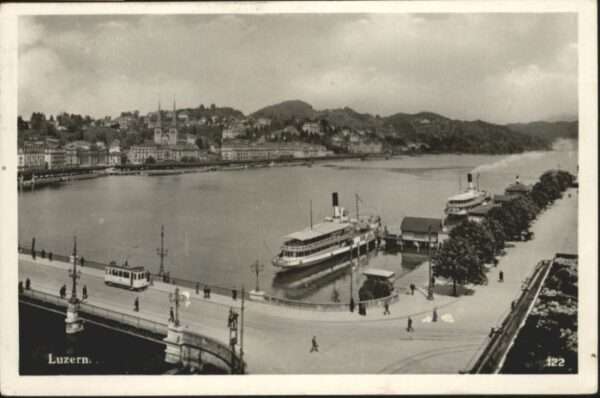 Luzern LU Luzern Schiff Strassenbahn Brücke