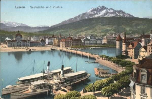 Luzern LU Luzern Seebrücke Pilatus Schiffe