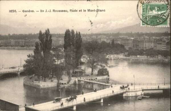 Geneve GE Geneve Rousseau Rade le Mont Blanc