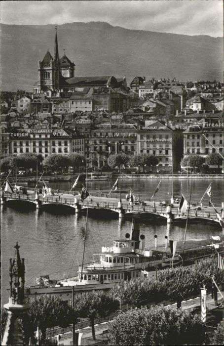 Geneve GE Geneve Pont du Mont Blanc Cathedrale de