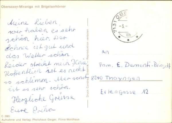 Obersaxen GR Mirangia Brigelserhörner – Bild 2