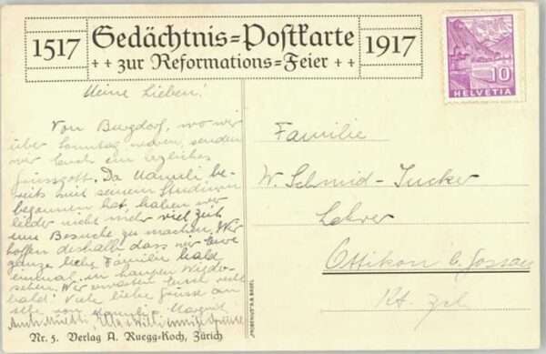 Burgdorf BE Burgdorf [Handschriftlich] Zwinglis Abs – Bild 2