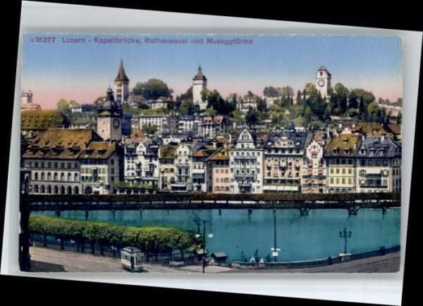 Luzern LU Luzern Kapellbrücke Museggtürme *
