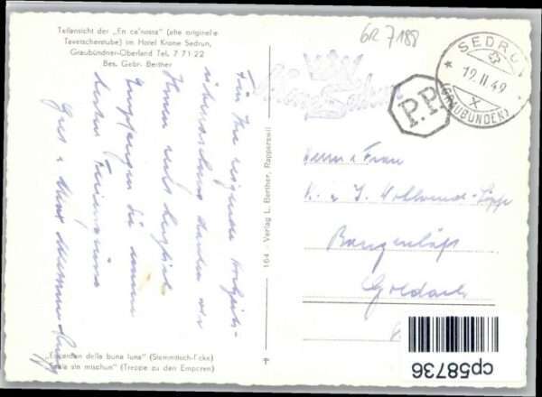 Sedrun [Stempelabschlag] Hotel Krone – Bild 2