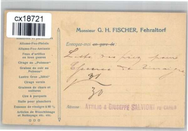 Fehraltorf Herrn G H Fischer Chemische Zünd Fettwa – Bild 2