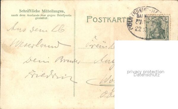 Liederkarte An der Weser Porta Westfalica Bahnpost – Bild 2