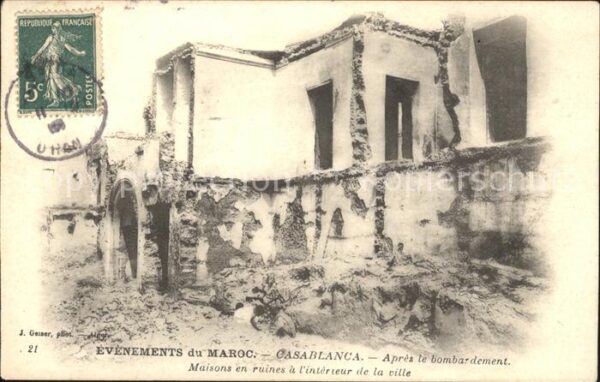 Casablanca Apres bombardement Maisons en ruines li