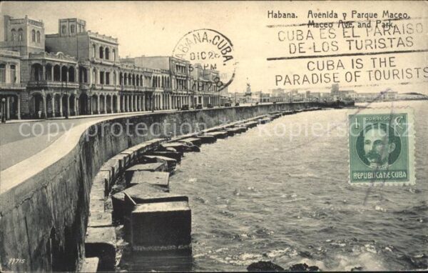 Habana Havana Avenida y Parque Maceo Stempel auf AK