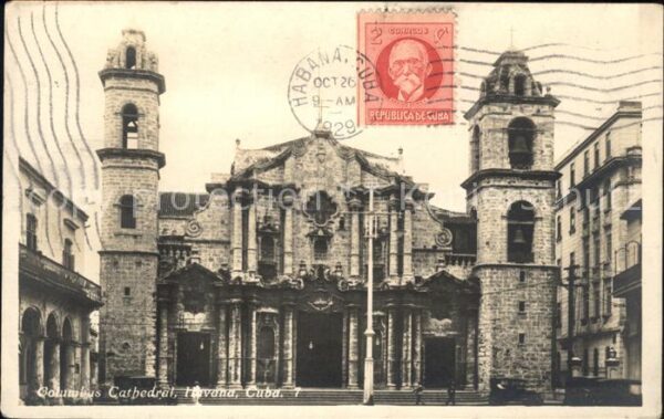 Habana Havana Columbus Cathedral Stempel auf AK